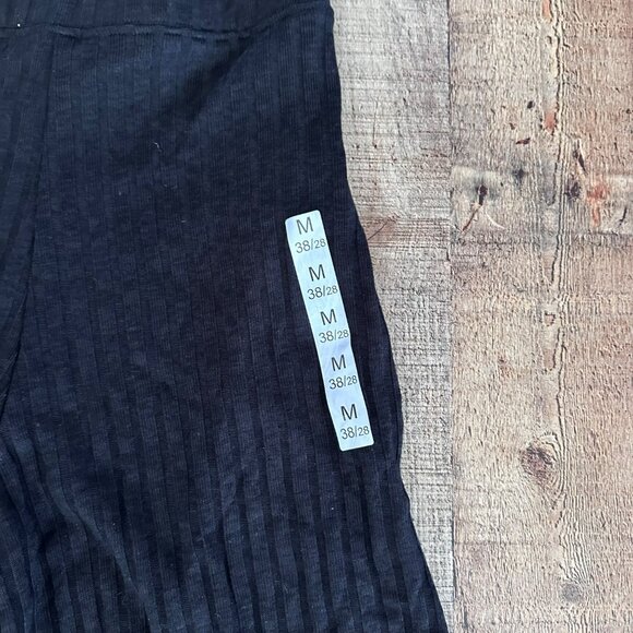 Stradivarius black striped bohemian wide leg pants women's medium - Picture 6 of 11